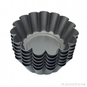 Nonstick Ripple Carbon Steel Egg Tart Mold Flower Shape Reusable Cupcake and Muffin Baking Cup(6 Pcs) - B071DRQ5J2